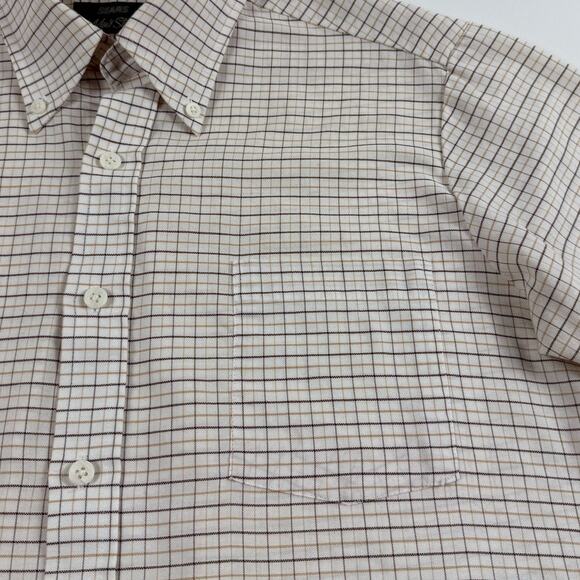 Vintage 70s Sears Perma-Prest 15-1/2" Regular Cut White Brown Office Dress Shirt - Picture 4 of 7
